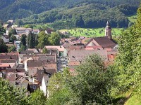 oppenau Blick auf Hauptstraße und St. Johannes